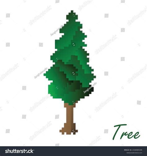 Pixel Art Tree On White Background Stock Vector (Royalty Free ...