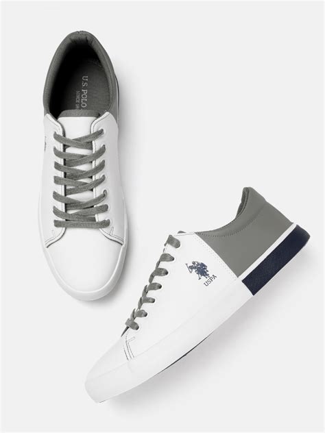 Buy U S Polo Assn Men White Grey Colourblocked Sneakers Casual