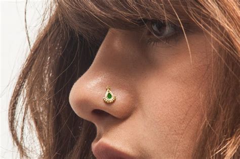 Gold Nose Stud Solid 14k Yellow Gold Nostril Pin Nose Ring Etsy