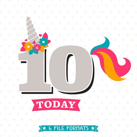 Th Birthday Svg Unicorn Birthday Svg Unicorn Party Svg Tenth