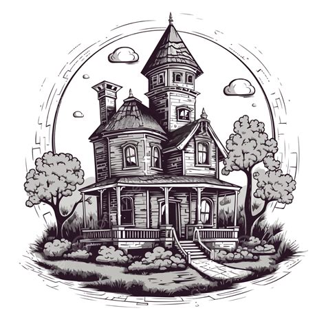 Haunted Houses Outline Png Vector Psd And Clipart With Transparent