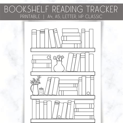 Bookshelf Reading Tracker Printable Reading Log A A Letter Etsy