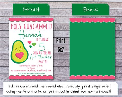 Avocado Birthday Party Invitation Kids Avocado Invitation - Etsy