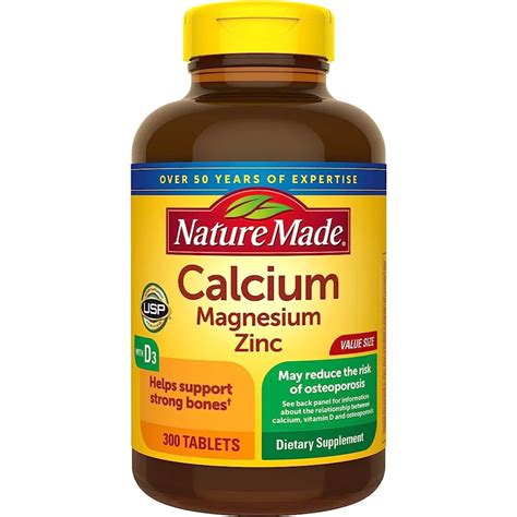 Nature Made Calcio Magnesio Zinc Y Vitamina D3 300 Tabletas