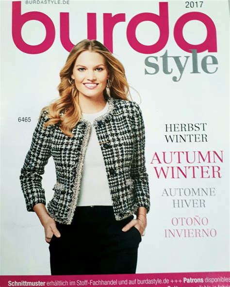 The Cover Of Burda Style Magazine With A Woman In Black And White