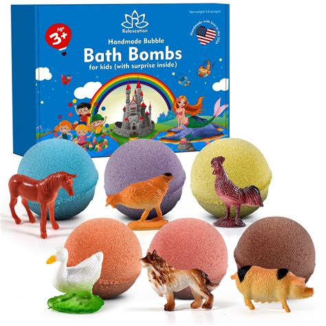 Organic Handmade Bath Bombs For Kids With Farm Animals Toys Inside