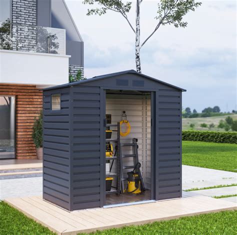 BillyOh Metal Garden Storage Shed Upton Apex Metal Shed 7x4 Grey Tool