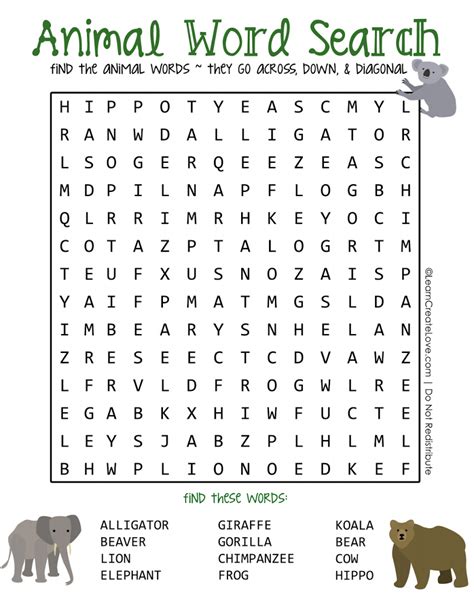 Easy Word Search Printable Pdf