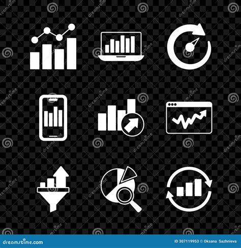 Set Financial Growth Laptop With Graph Chart Digital Speed Meter