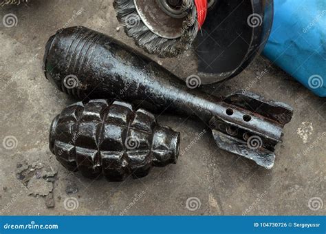 Soviet 50 Mm Mortar Shell And Grenade Of Wwii Stock Photo Image Of