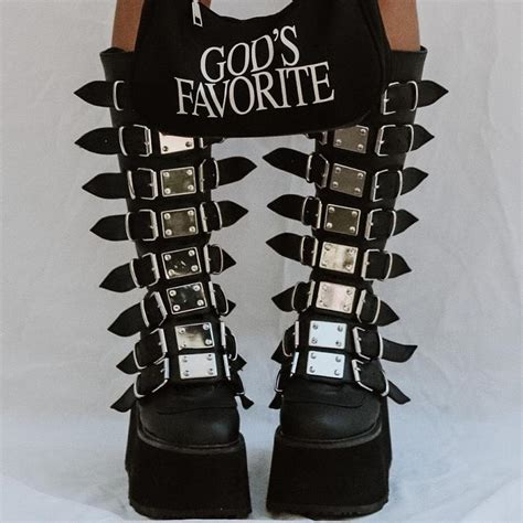 Demonia Damned 318 Platform Knee High Boots These Depop