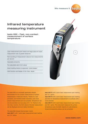 Infrared Temperature Measuring Instrument Testo 830 TESTO PDF