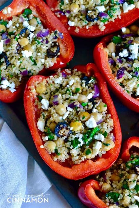 Greek Style Quinoa Stuffed Bell Peppers Not Enough Cinnamon