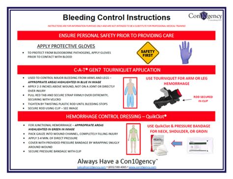 Public Bleeding Control Instructions Con10gency