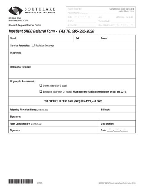 Fillable Online Inpatient Srcc Referral Form Fax To Fax