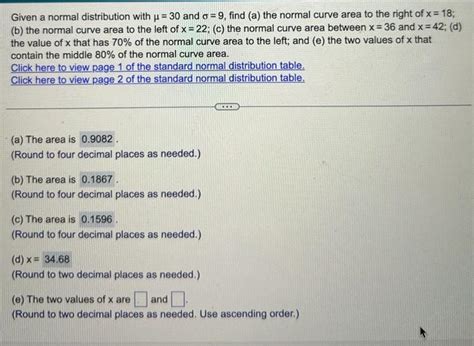 Solved Answer E Given A Normal Distribution With Mu