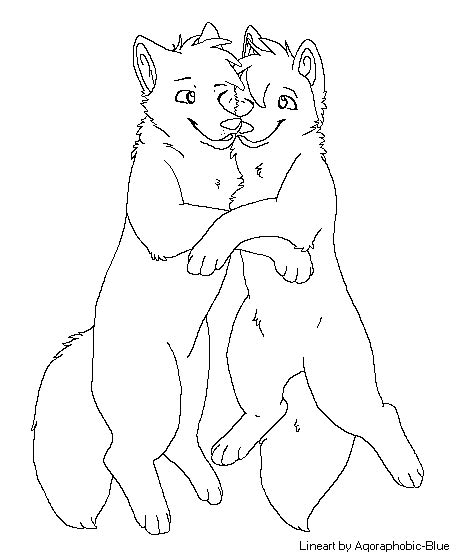 Wolf Couple Lineart By Miiroku On Deviantart