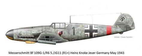 Messerschmitt Bf 109G 1 R6 5 JG11 R1 Heinz Knoke Jever Germany 1943