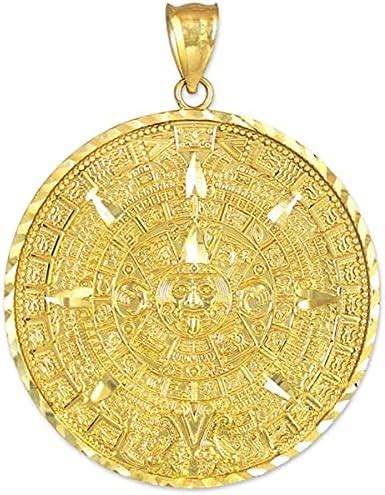 Pendentif Breloque Rond En Or Jaune Carats Avec Calendrier Maya