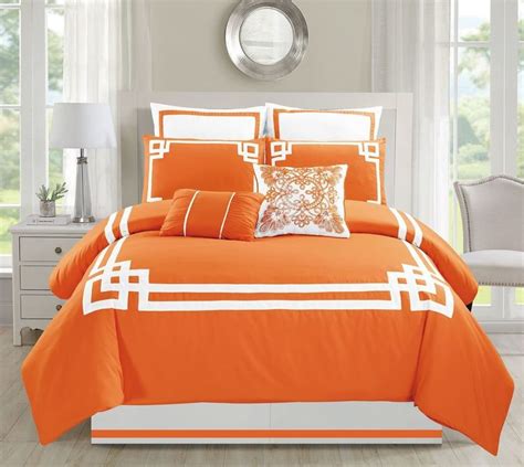 8 Piece Lucca Orange Comforter Set Comforter Sets Comfortable Bedroom Girls Bedroom Makeover