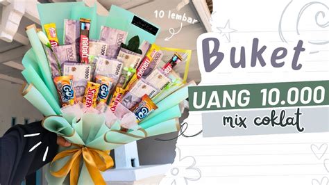 Tutorial Buket Uang 10 Ribu Mix Coklat Simpel DIY Buket Uang Gembul