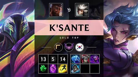 K Sante Top Vs Camille Triple Kill Dominating KR Master Patch 14 19