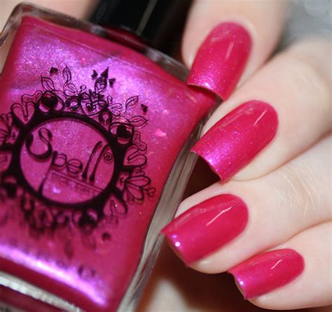 ~pink On Our Backs~ Hot Magenta Pink Shimmer Wiridescent Flakes Nail