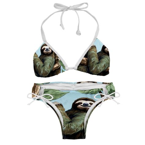 Sloth Women S Detachable Sponge Adjustable Strap Bikini Set Pack