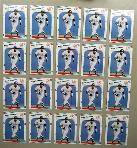 1988 Fleer 209 Rickey Henderson Yankees 20ct Baseball Card Lot 0703F