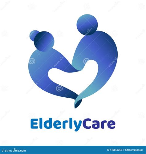 Elderly Healthcare Heart Shaped Logo Nursing Home Sign Stock Vector