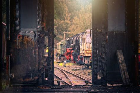 View Inside a Cabin of a Train Looking Outside at the Old Trains ...