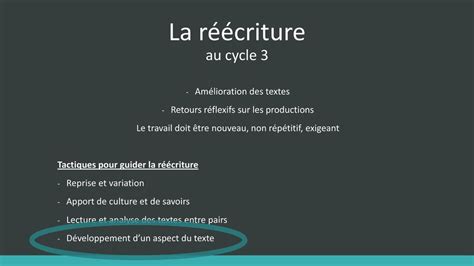 Cycle 3 ECRIRE Connaissances et compétences associées Réécrire à