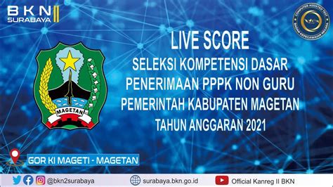 LIVE SCORE SKD PPPK NON GURU PEMERINTAH KABUPATEN MAGETAN T A 2021