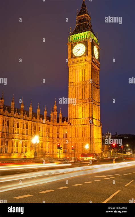 The tower of the Palace of Westminster with the famous clock Stock ...