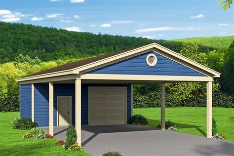 Carport with Large Workshop with Bay Door - 680325VR | Architectural ...