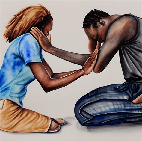 Realistic Watercolor Drawing Of An African American Woman Praying