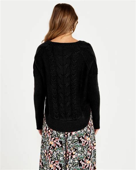 Jacinta Oversized Cable Knit Jumper Black Sohl Store