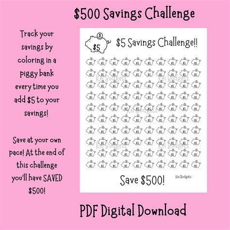 500 Dollar Savings Challenge Money Savings Challenge Emergency Fund