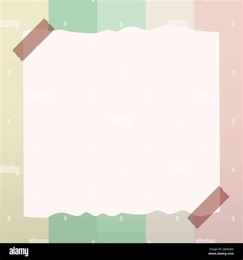 cute aesthetic empty torn paper note frame with beige pastel color background vector template ...