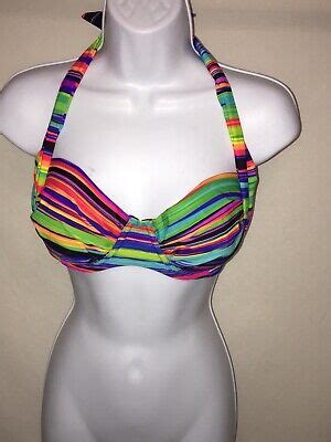 Smart Sexy Women S C Swimwear Halter Bikini Top Multi Color Stripes