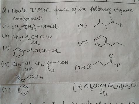 Write The IUPAC Names Of Following Compounds