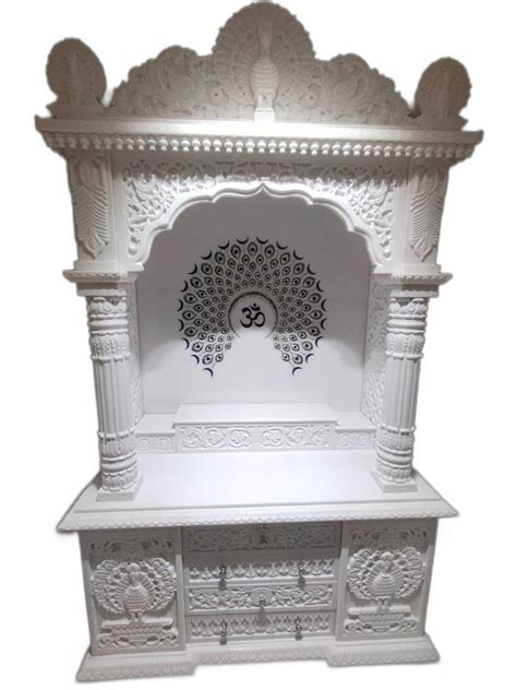 Indoor Rectangular Base Polished White Marble Temple For Worship