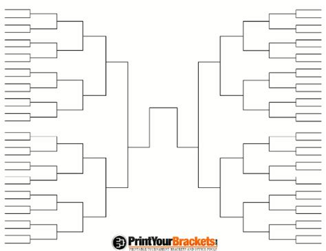 128 Team Tournament Bracket - Printable Single Elimination