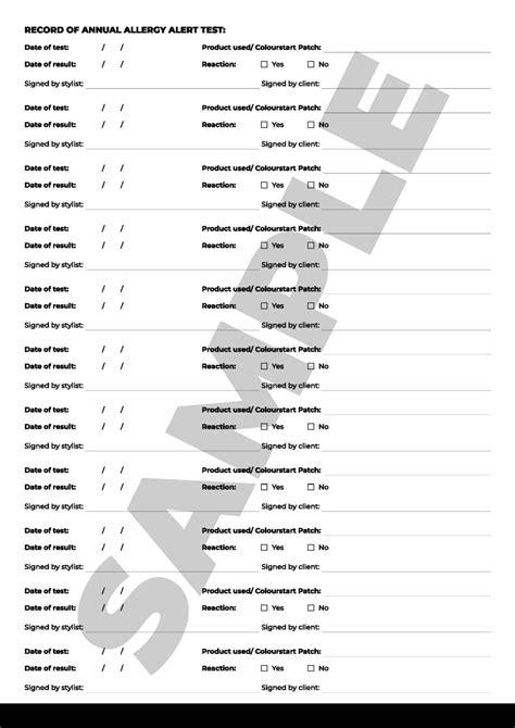 Record Of Annual Allergy Alert Test Uk