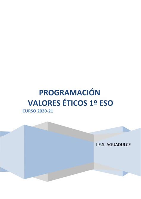 PDF PROGRAMACIÓN VALORES ÉTICOS 1º ESO DOKUMEN TIPS