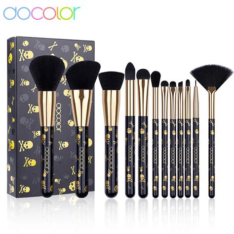 Docolor Goth Makeup Brush Set 12pcs Professional Makeup Brushes Face Powder Foundation Blending