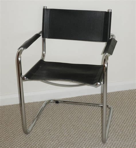 Antiques Atlas Black Leather Chrome Cantilever Armchair