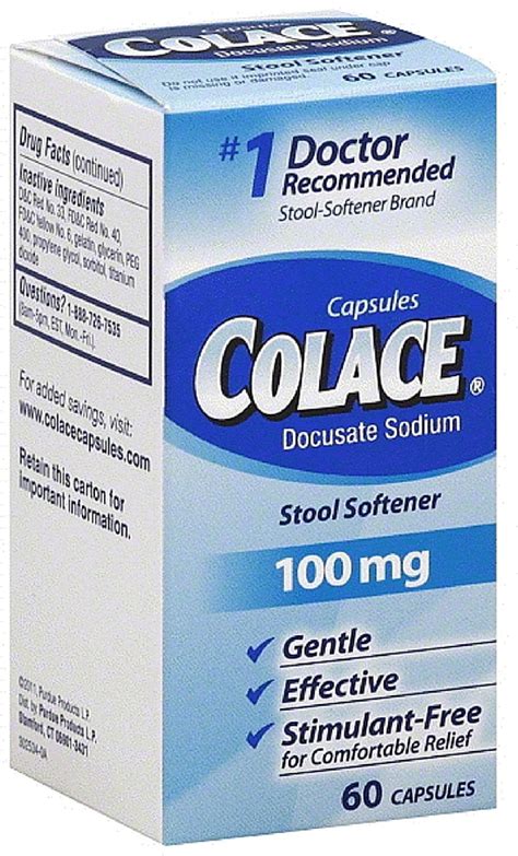 Colace Stool Softner 100 Mg Capsules 60 Ea Pack Of 10