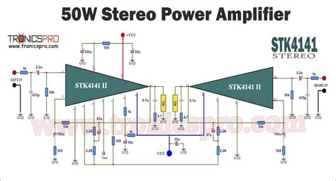 STK4141 Stereo Amplifier Circuit Diagram TRONICSpro