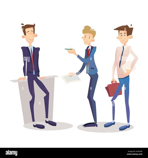 Business Man Manager Set Businessman Full Length Cartoon Character